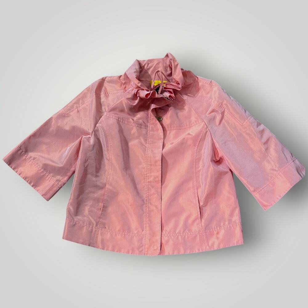St John Lightweight Peach Coral Iridescent Jacket 3/4 Sleeve Women's L